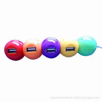 USB 2.0 4-port Hub, Cartoon Design, Different Colors are Available, Full-speed